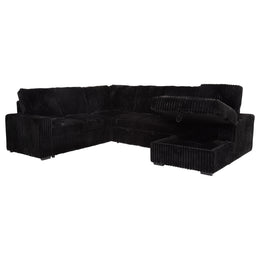 Devonshire Sleeper Sectional Sofa Storage Chaise Black