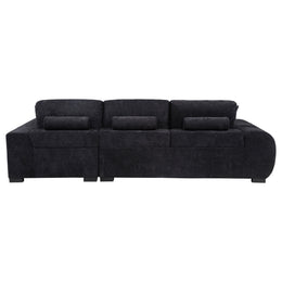 Octavia Fabric Upholstered Track Arm Sectional Sofa Black