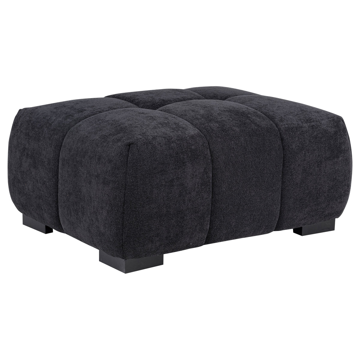 Octavia Fabric Rectangular Upholstered Ottoman Black