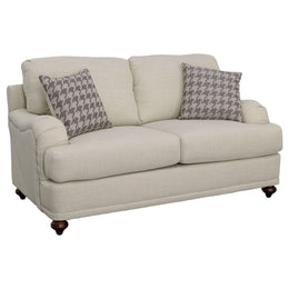 Glenn Upholstered English Arm Loveseat Light Grey and Blue