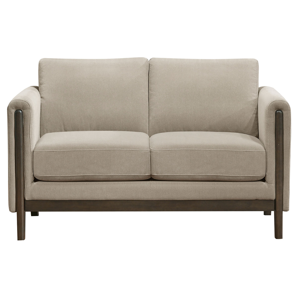 Islington Fabric Upholstered Panel Arm Loveseat Taupe