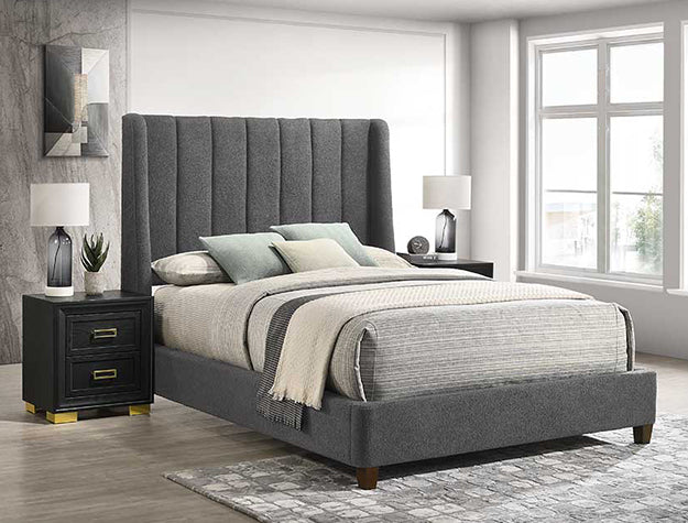 Agnes Bedroom Set Boucle Bedb Charcoal