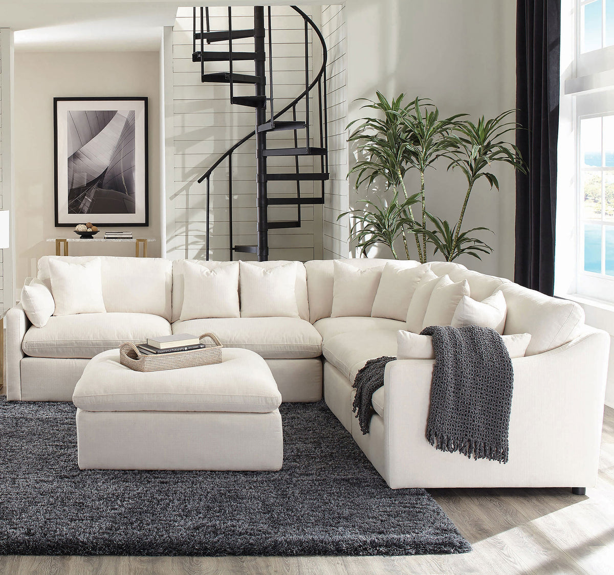 Hobson Square Upholstered Ottoman Charcoal