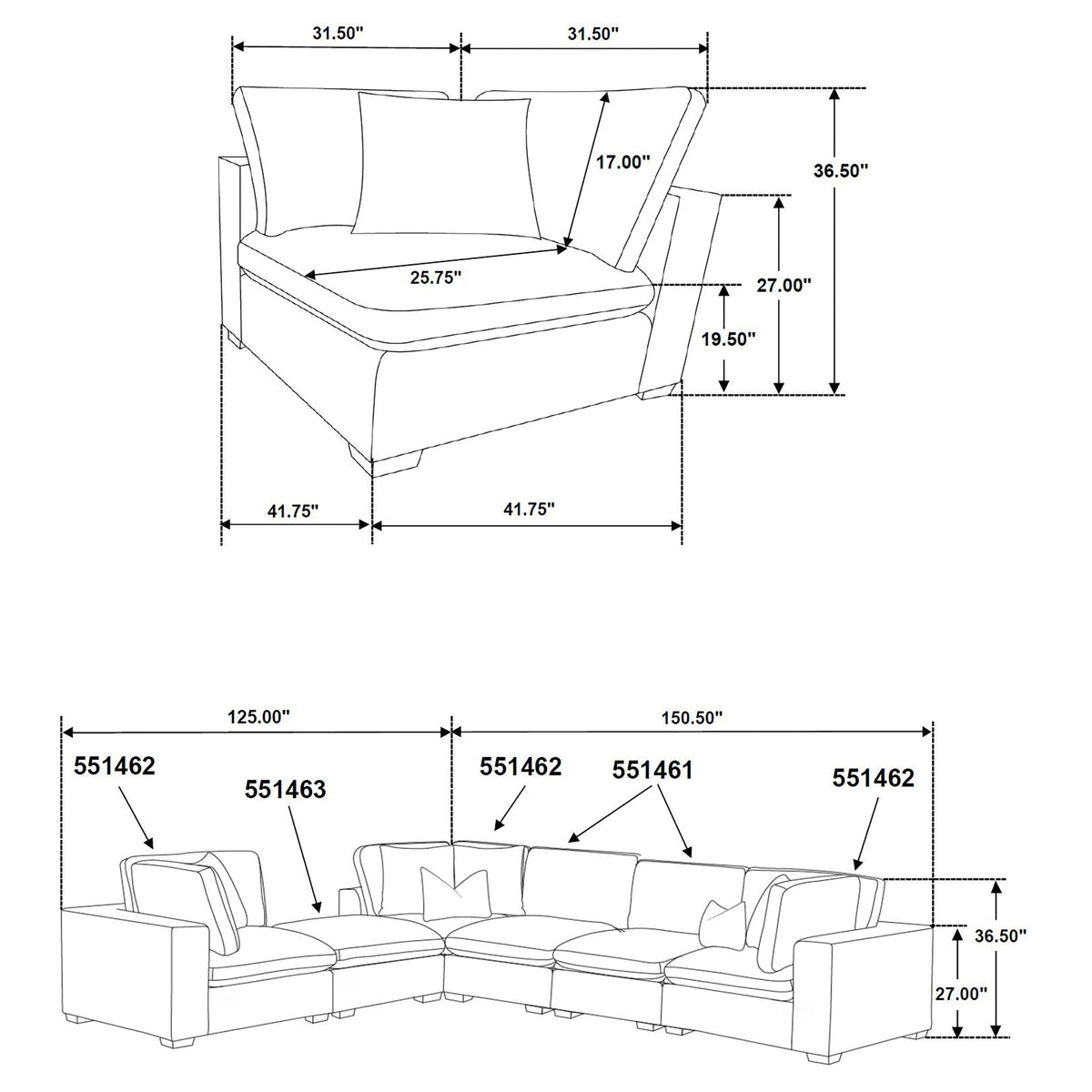 Lakeview  Upholstered Modular Sectional Chocolate