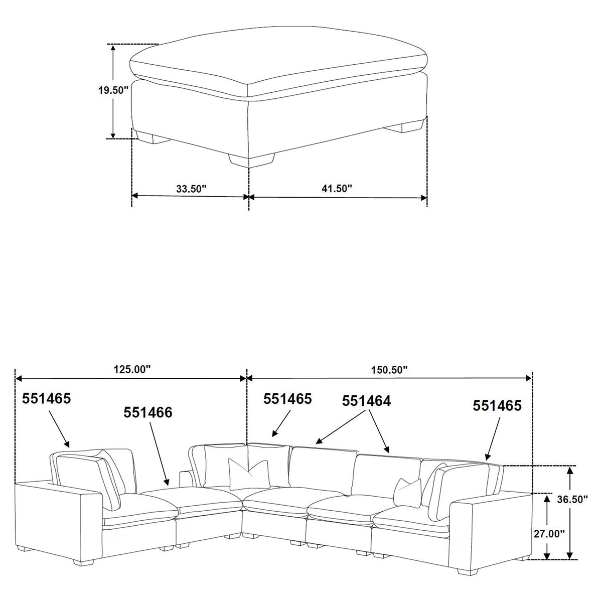 Lakeview  Upholstered Modular Sectional Chocolate