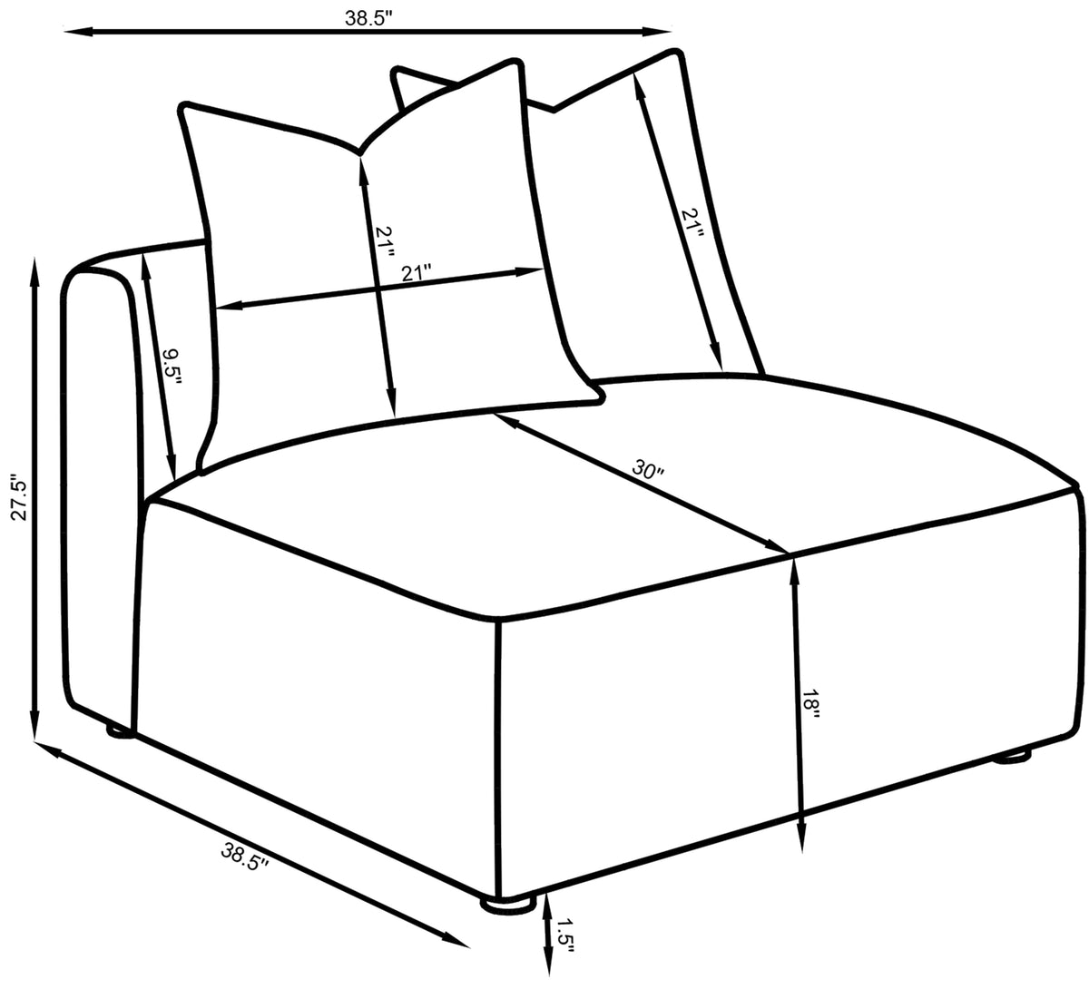 Jennifer Upholstered Armless Chair Grey