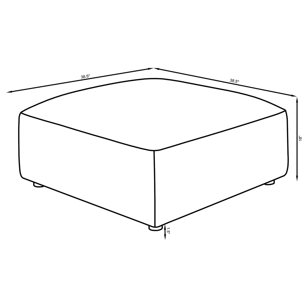 Jennifer Square Upholstered Ottoman Grey