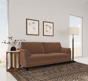 Selma Velvet Upholstered Crescent Arm Sofa Rust