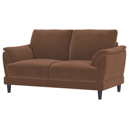 Selma Velvet Upholstered Crescent Arm Loveseat Rust
