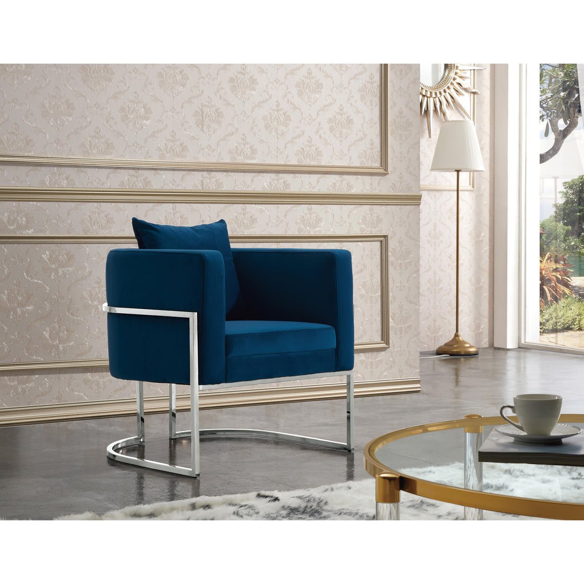 Meridian Pippa Navy Velvet Accent Chair