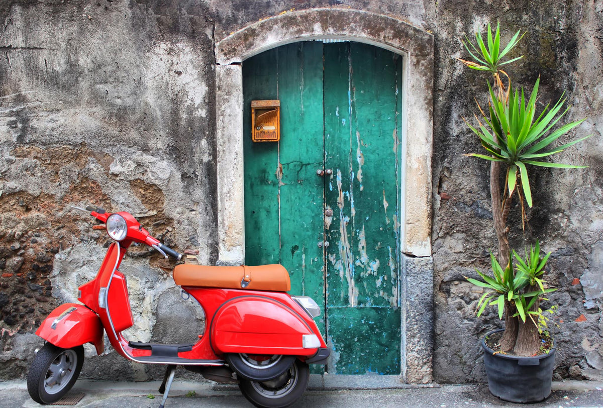 Moped And Door Giclee Canvas