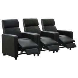Toohey Upholstered Tufted Recliner Living Room Set Black