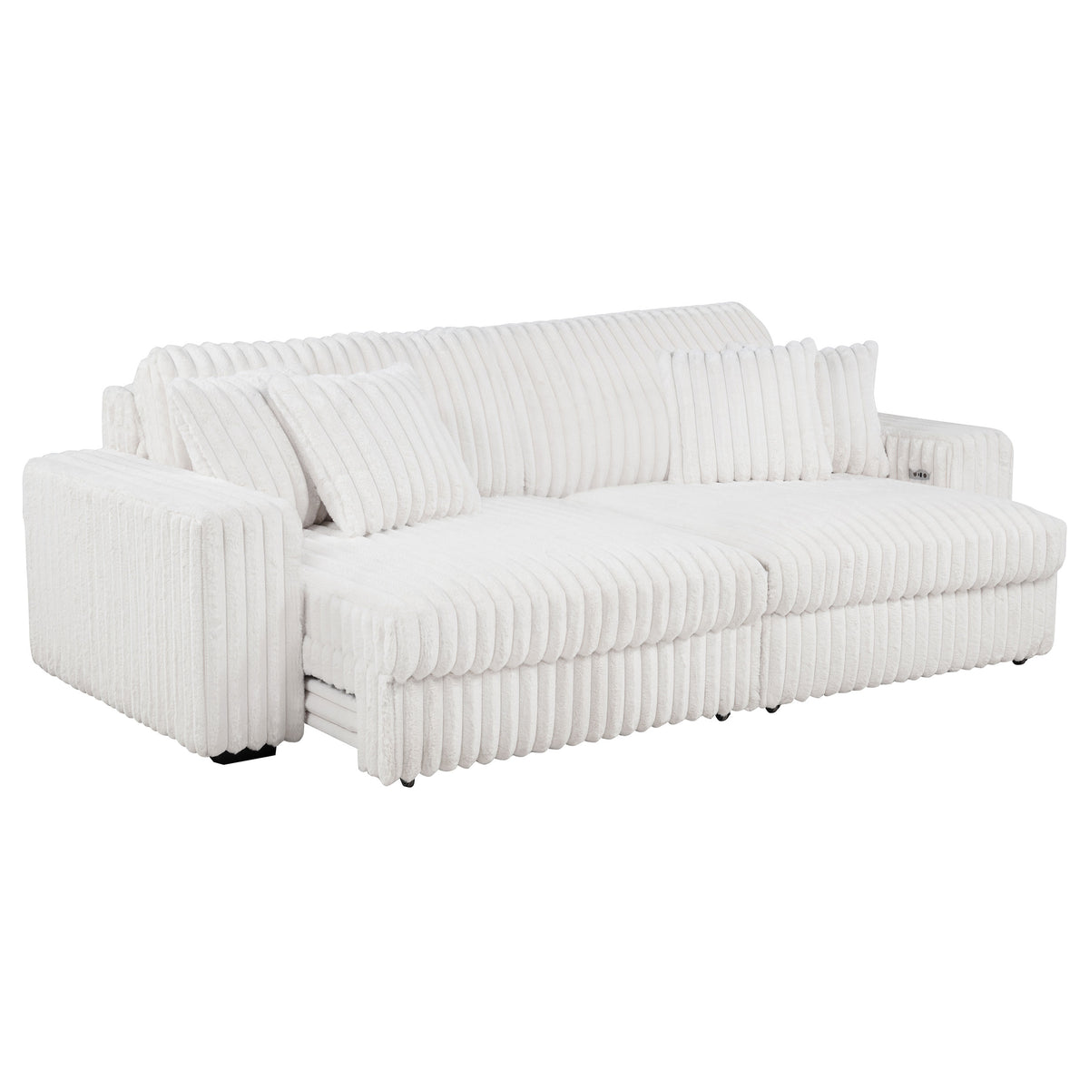 Jacana Corduroy Upholstered Dual Power Chaise Sofa Ivory