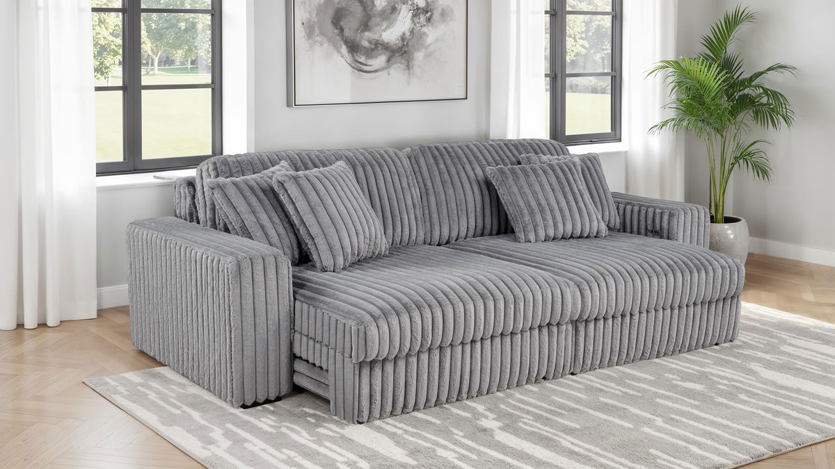Jacana Corduroy Upholstered Dual Power Chaise Sofa Grey