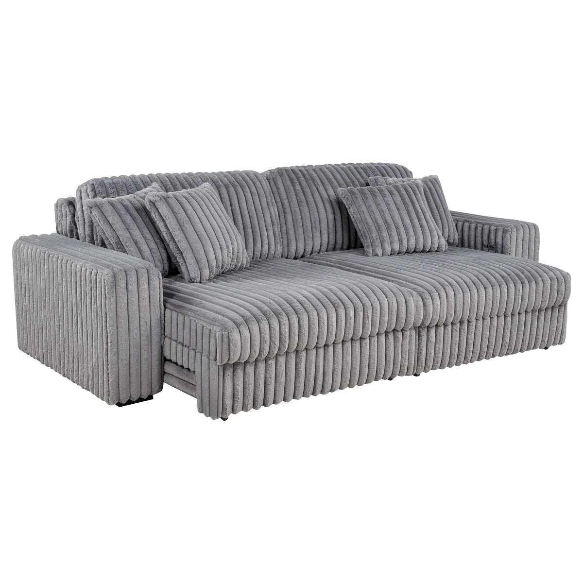 Jacana Corduroy Upholstered Dual Power Chaise Sofa Grey