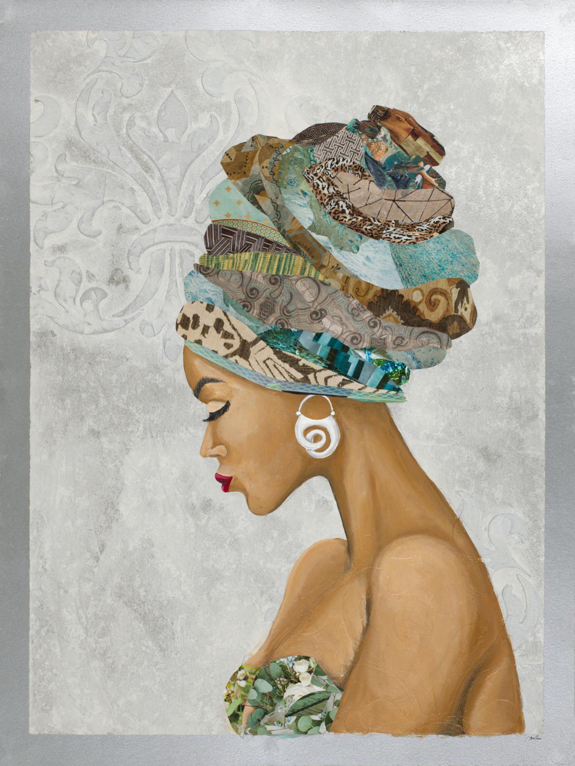 African Goddess On Silver By Gina Ritter Giclee Canvas