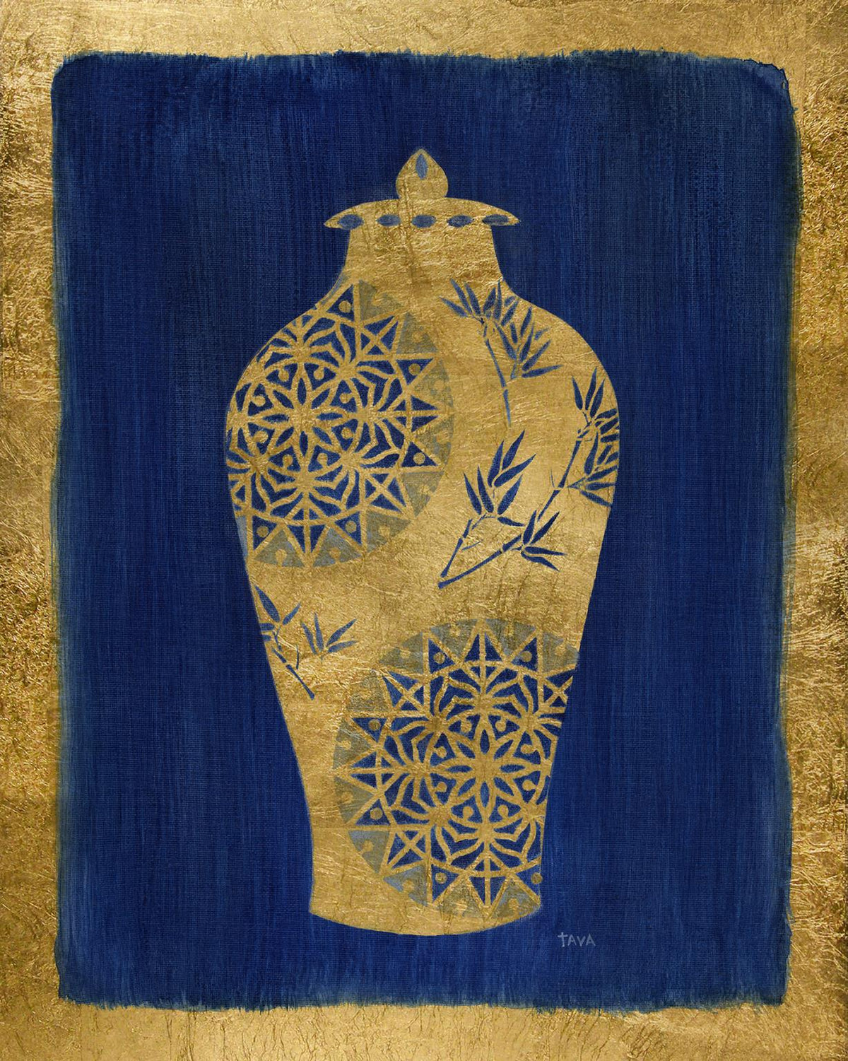 Sapphire And Gold Urn Ii By Tava Studios Giclee Canvas
