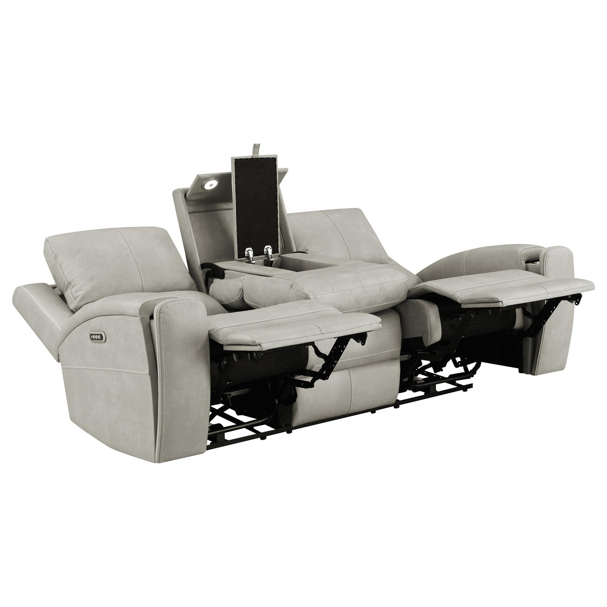 Brickston Triple Power Reclining Sofa Grey