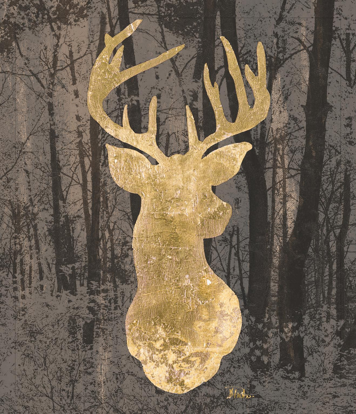 Gold Deer Bust By Patricia Pinto Giclee Canvas