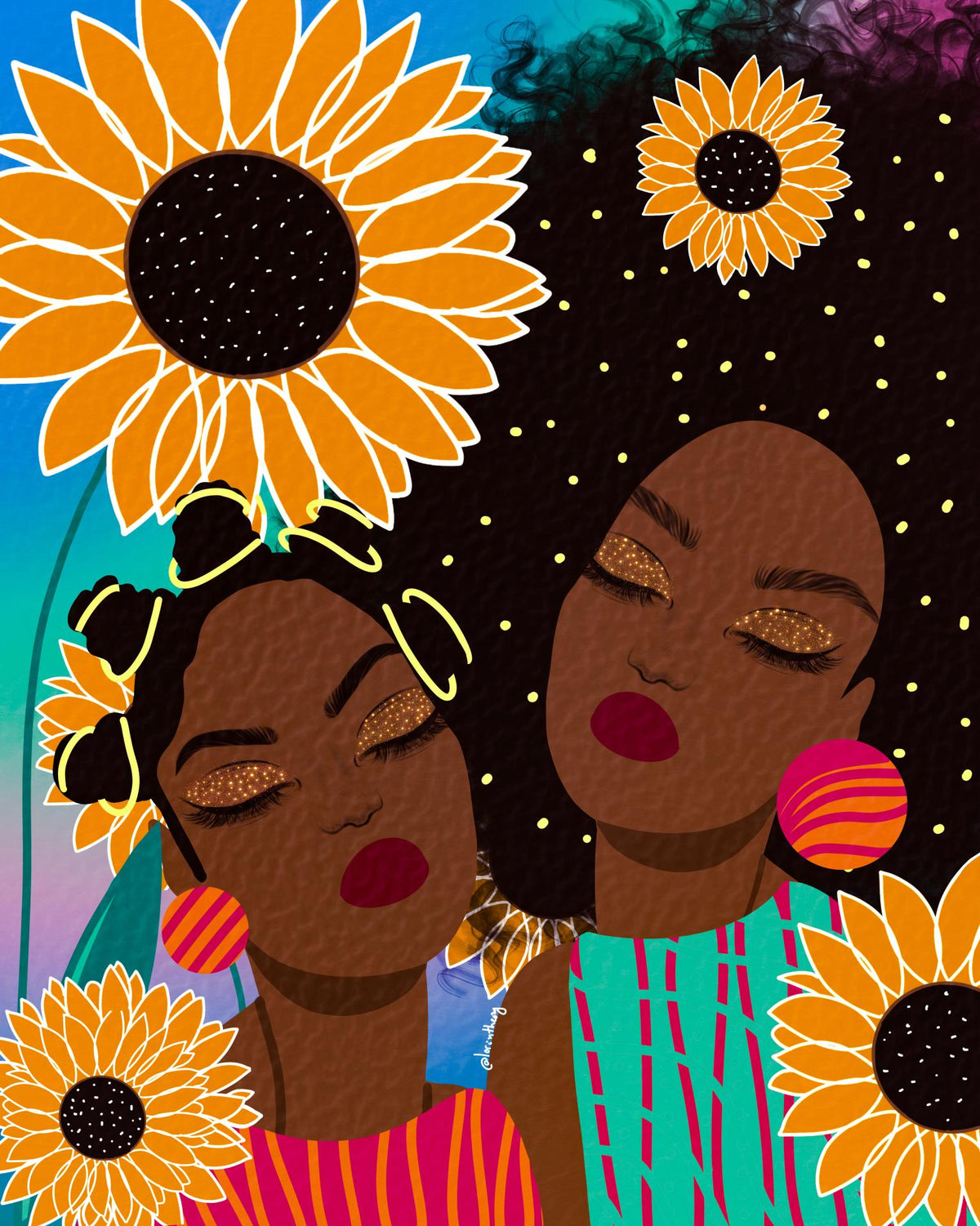 Sunflower Women By Lorintheory Giclee Canvas