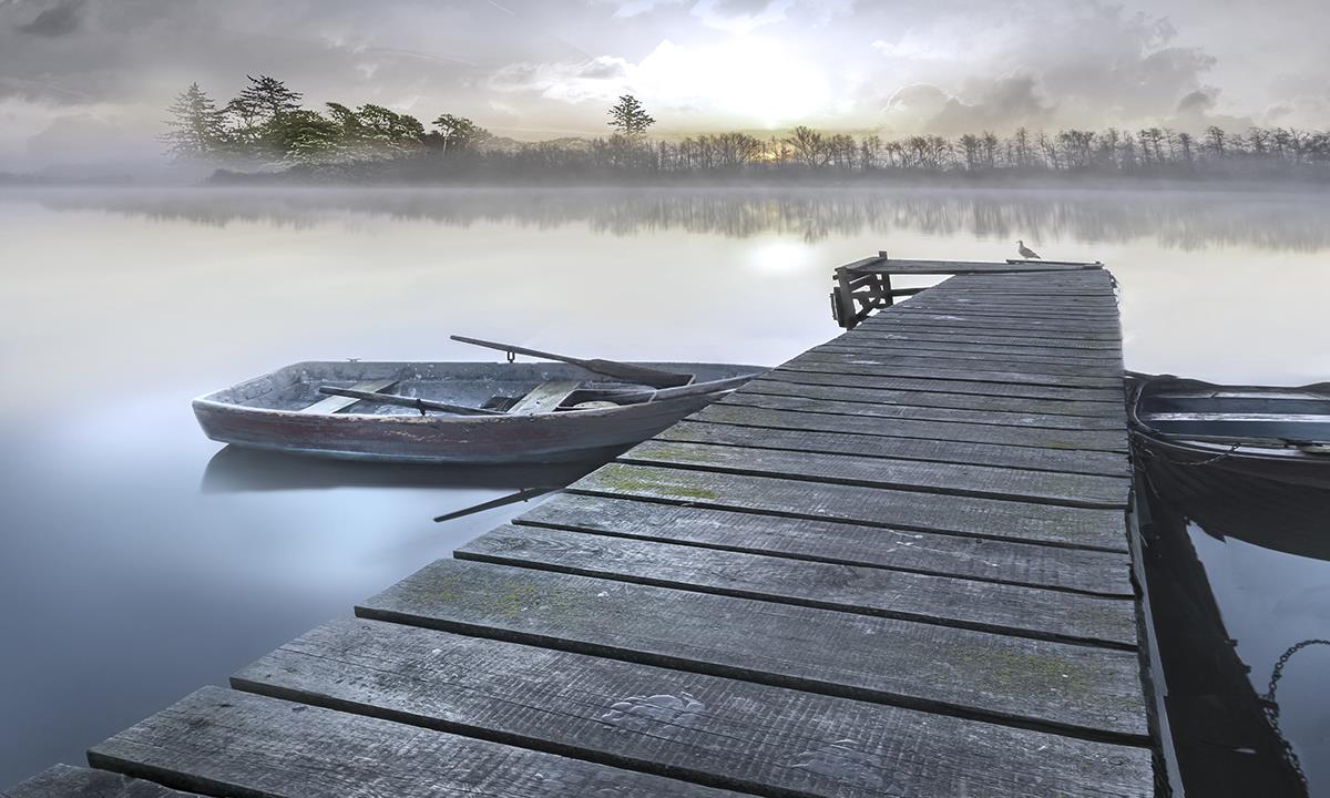 Misty Morning Pier By Mike Calascibetta Giclee Canvas
