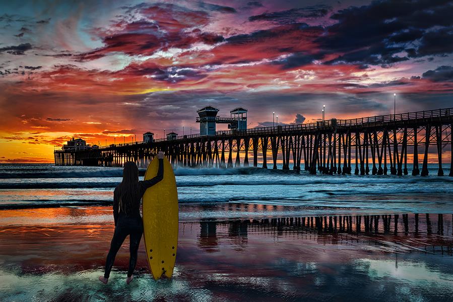 Dusk At The Pier Giclee Canvas