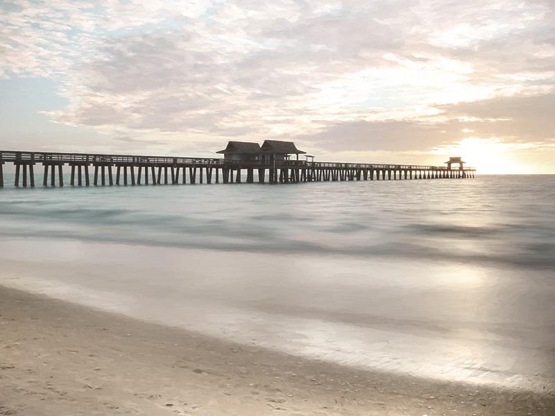 Pier Sunset By Lori Deiter Giclee Canvas