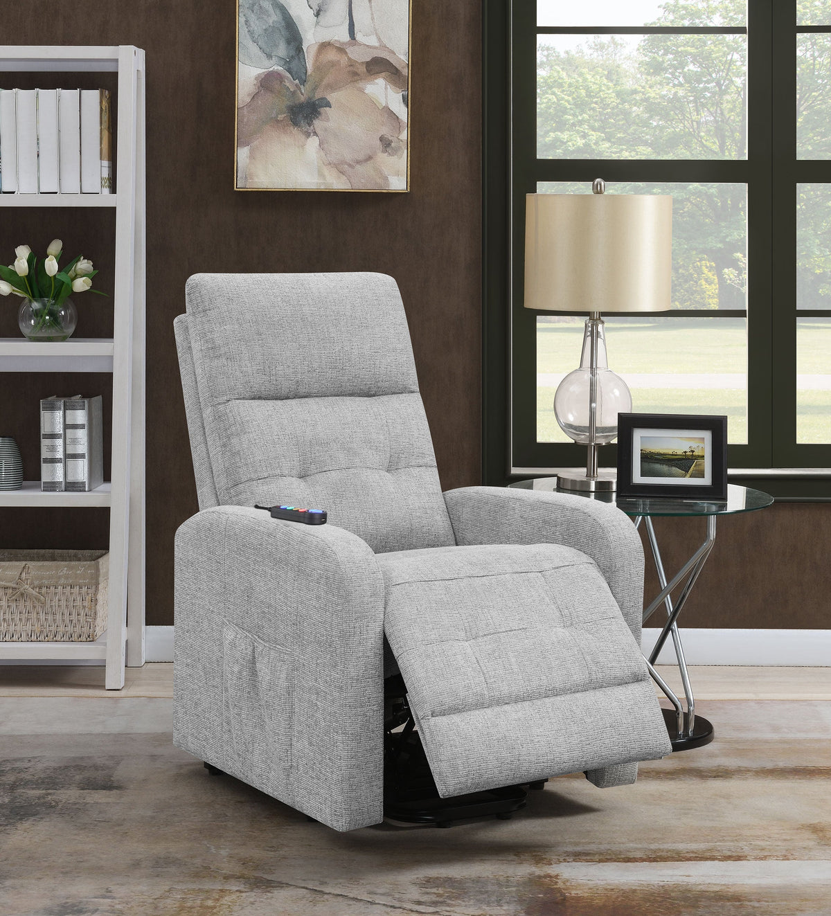 Howie Upholstered Power Lift Massage Chair Charcoal