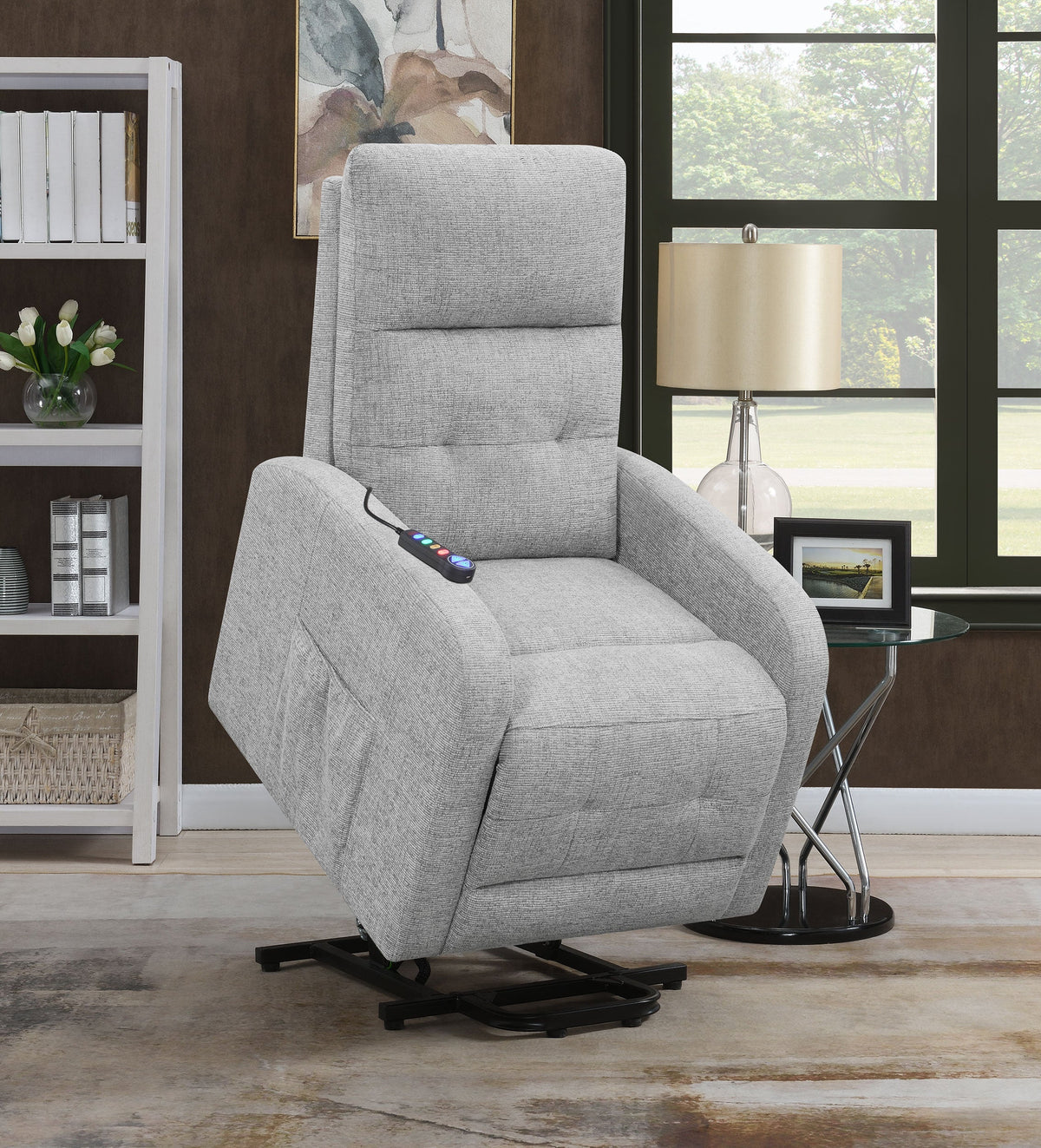 Howie Upholstered Power Lift Massage Chair Charcoal