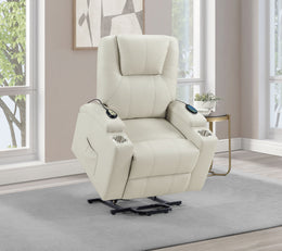 Armstrong Upholstered Power Lift Massage Recliner Ivory
