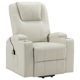 Armstrong Upholstered Power Lift Massage Recliner Ivory