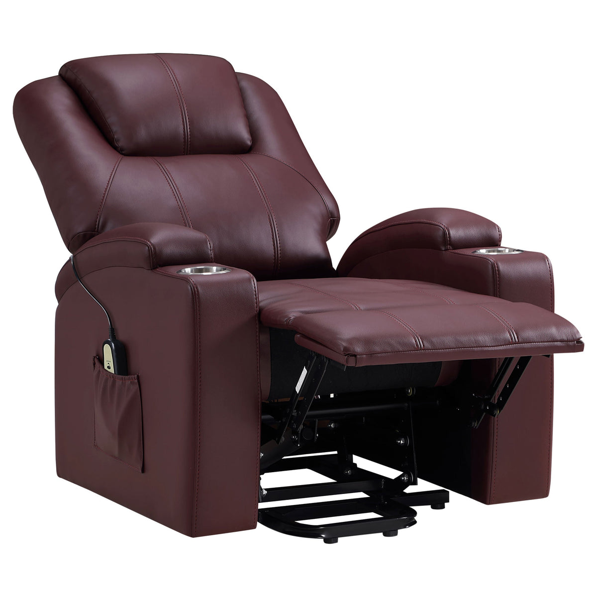 Armstrong Upholstered Power Lift Massage Recliner Black