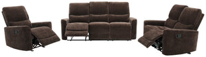 Navarro Chenille Upholstered Glider Recliner Dark Brown