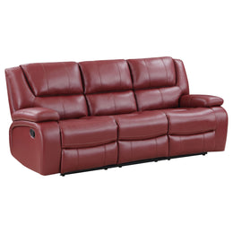Camila Upholstered Motion Reclining Sofa Black