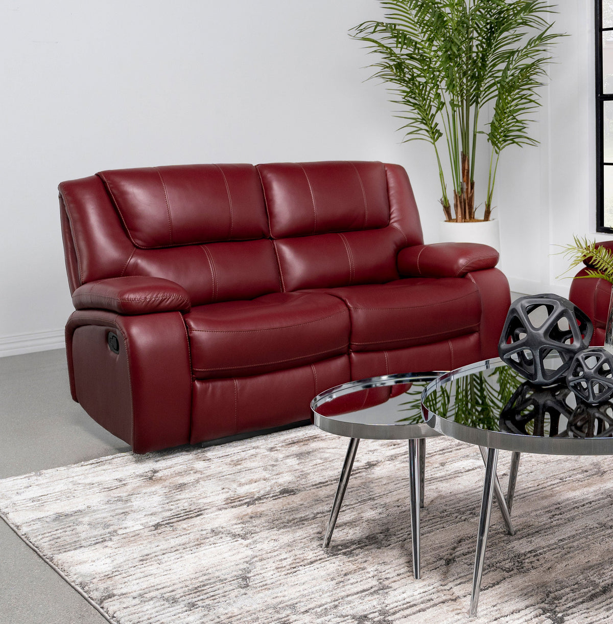 Camila Upholstered Motion Reclining Loveseat Black
