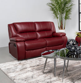 Camila Upholstered Motion Reclining Loveseat Black