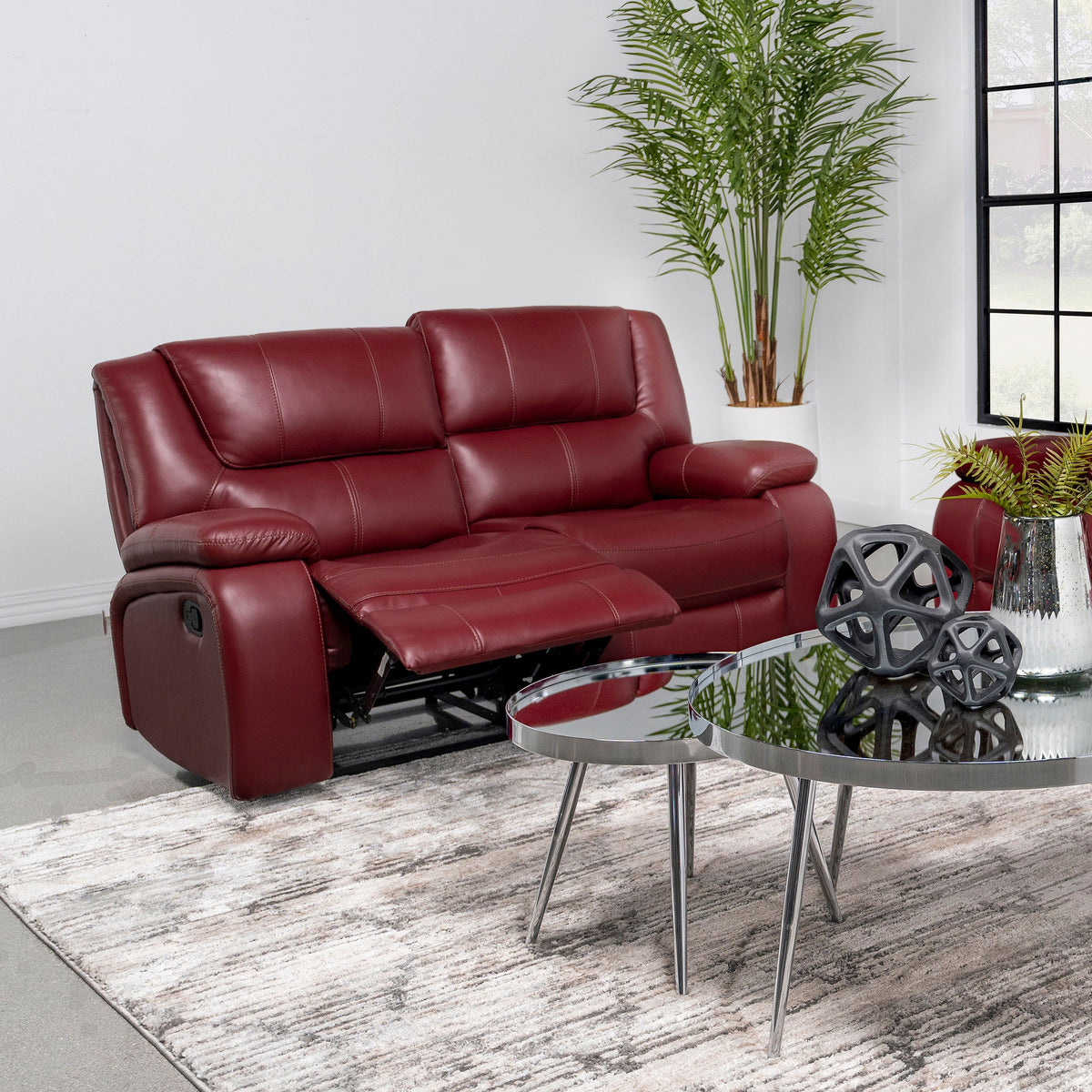 Camila Upholstered Motion Reclining Loveseat Black