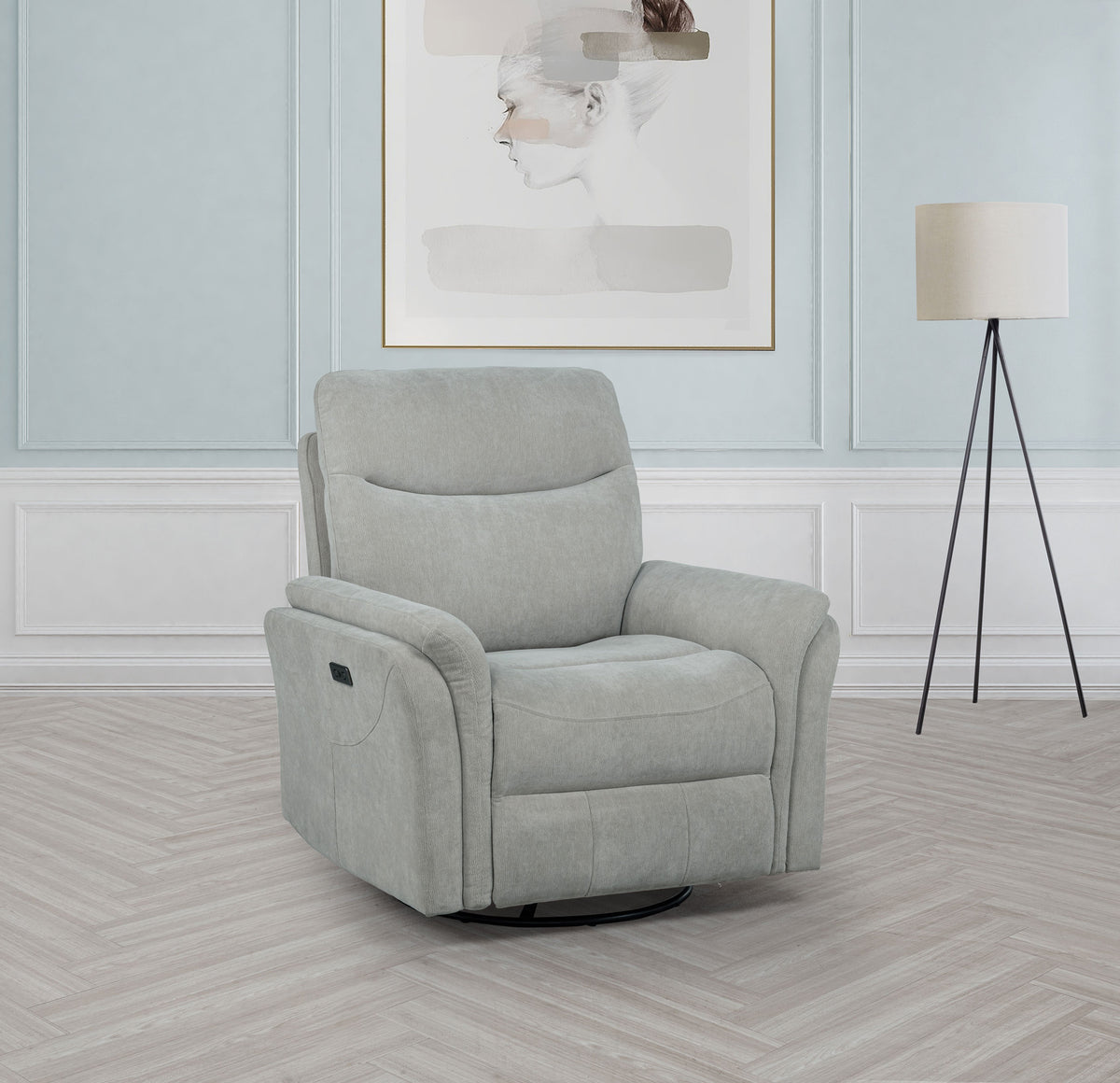 Adler Upholstered Power Swivel Glider Recliner