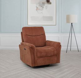 Adler Upholstered Power Swivel Glider Recliner