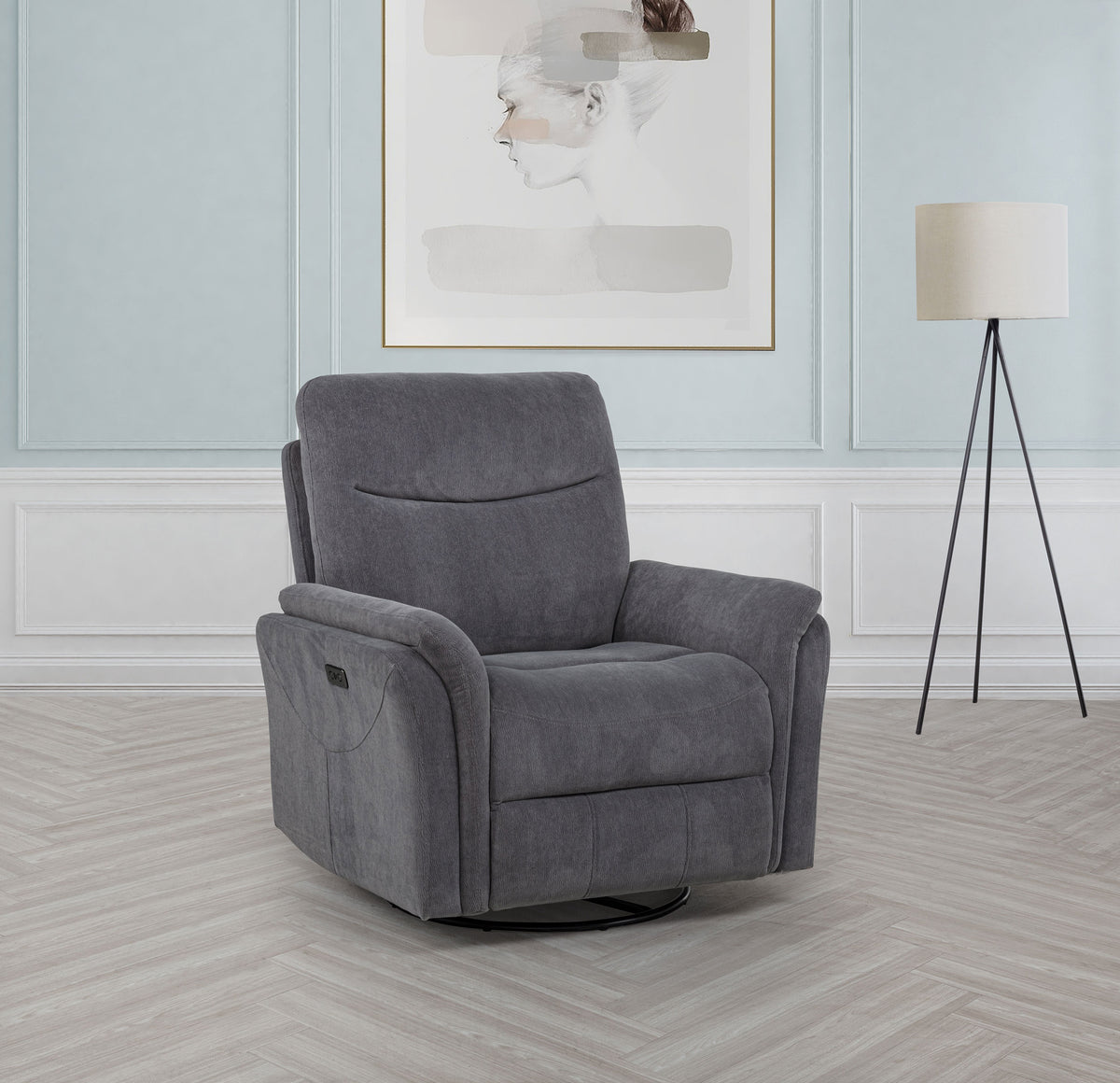 Adler Upholstered Power Swivel Glider Recliner