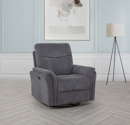 Adler Upholstered Power Swivel Glider Recliner