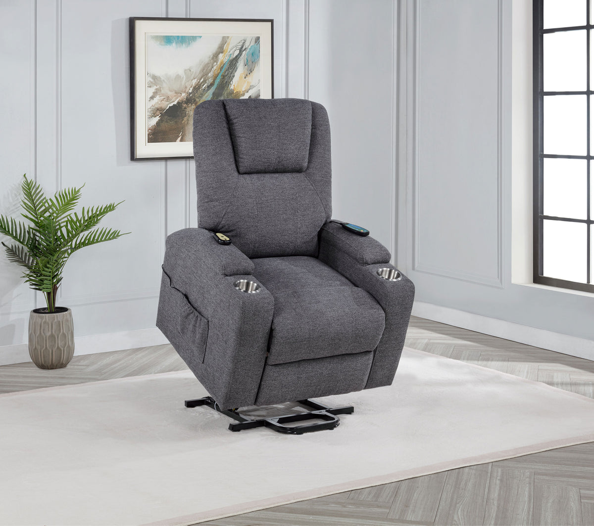 Louie Chenille Upholstered Power Lift Massage Chair