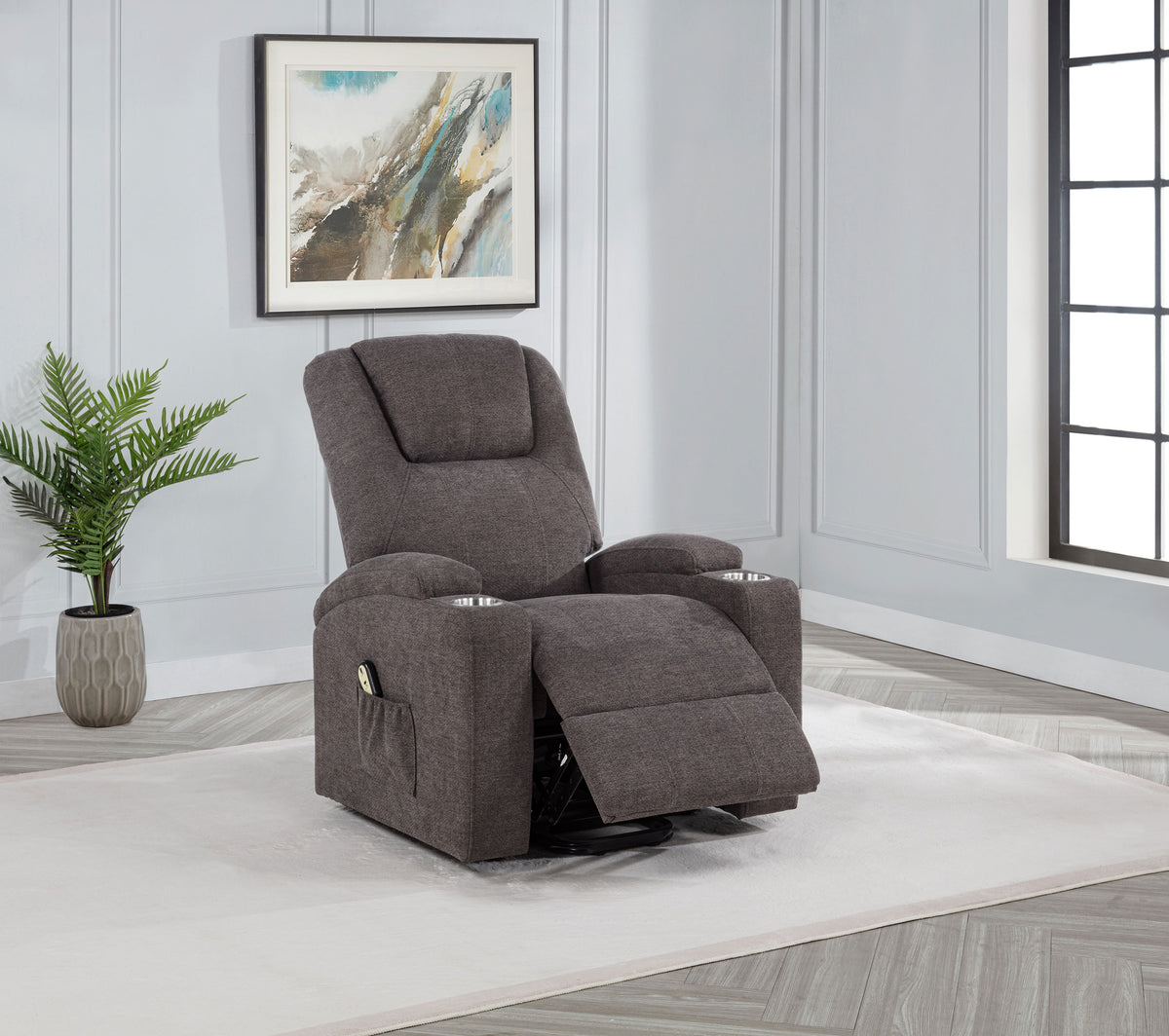 Louie Chenille Upholstered Power Lift Massage Chair