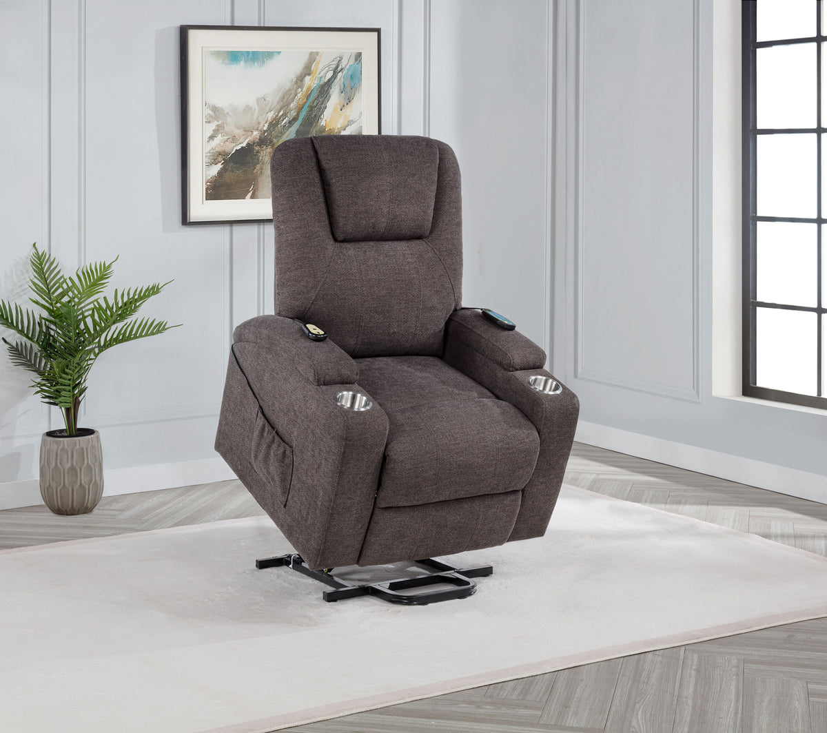 Louie Chenille Upholstered Power Lift Massage Chair