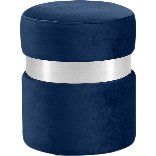 Meridian Hailey Navy Velvet Ottoman/Stool