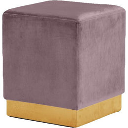 Meridian Jax Pink Velvet Ottoman/Stool