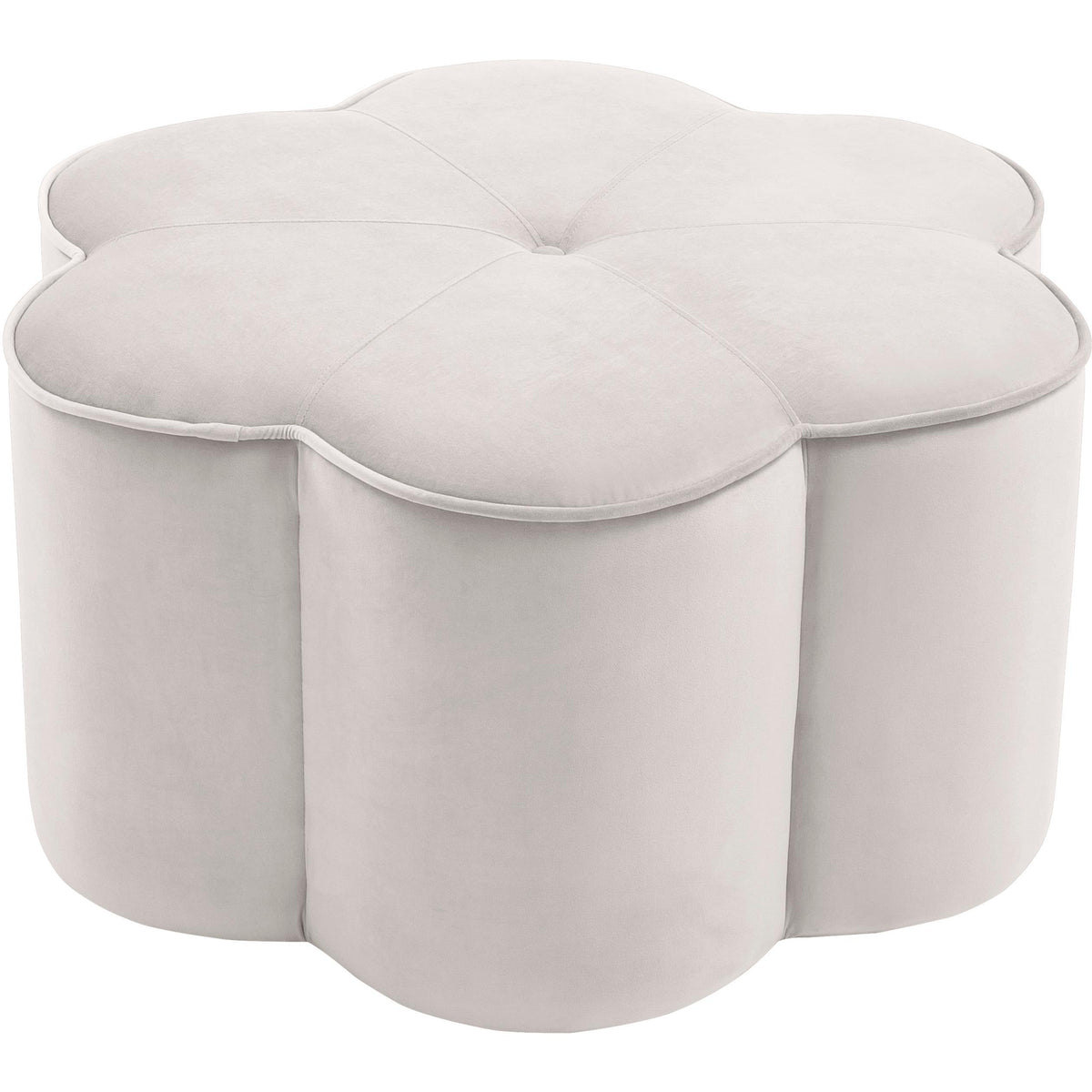 Meridian Daisy Cream Velvet Ottoman