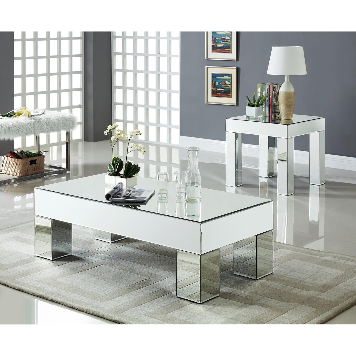 Meridian Lainy Mirrored End Table