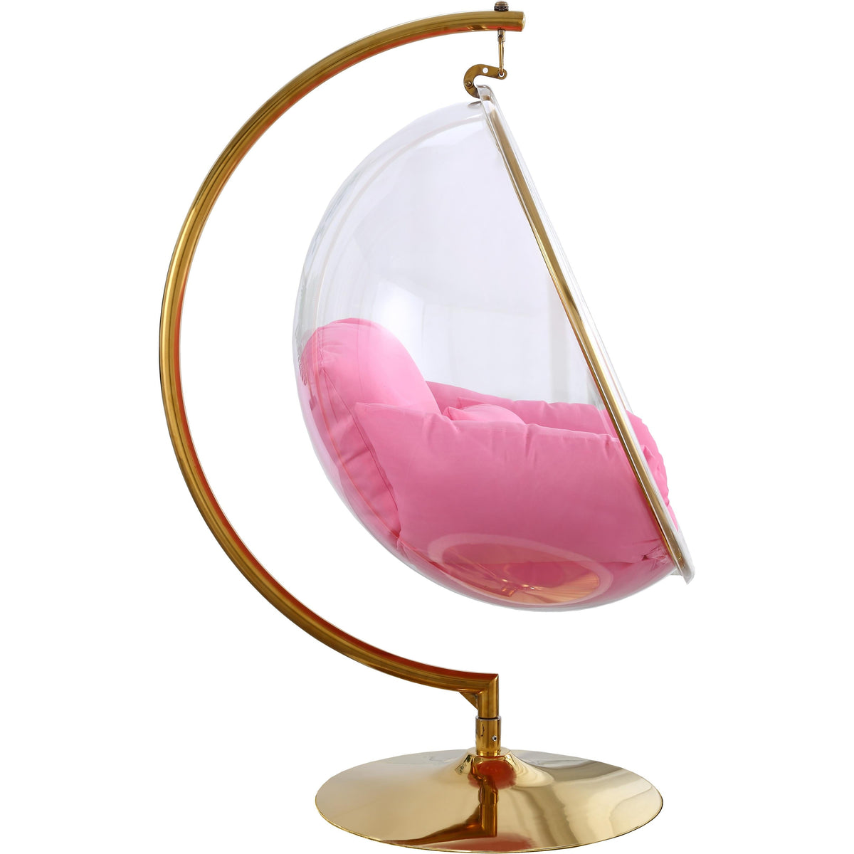 Meridian Luna Pink Fabric Acrylic Swing Bubble Accent Chair (2 Boxes)
