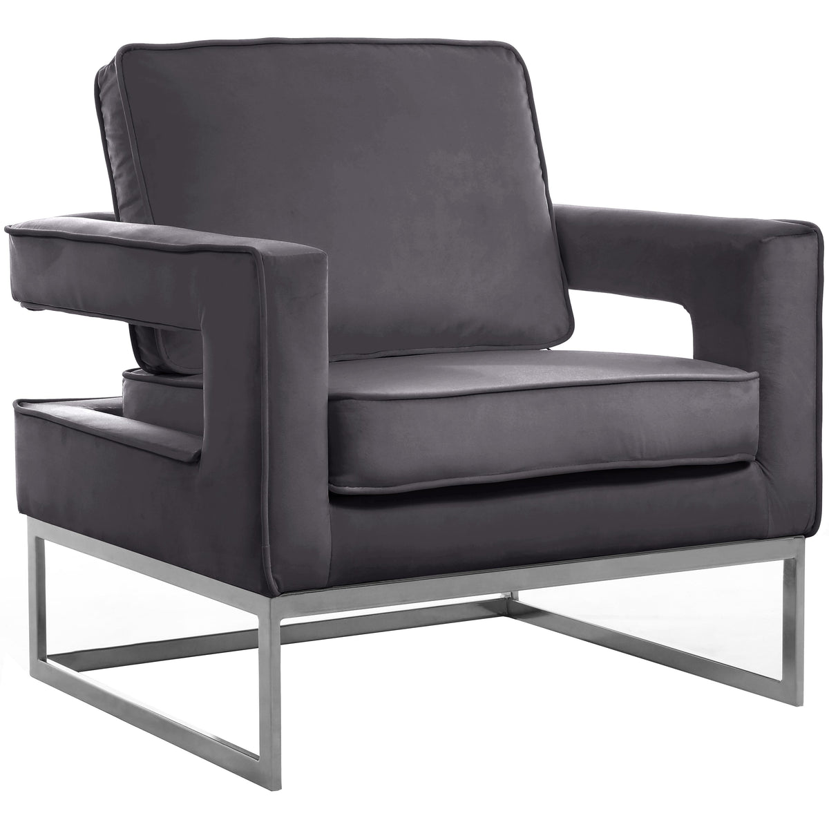 Meridian Noah Grey Velvet Accent Chair